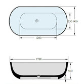 Fienza Nero 1780mm Stone Bath