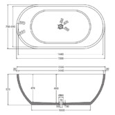 Fienza Jada 1500mm Concrete Free-Standing Bath