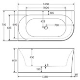 Fienza Chloe 1400mm Acrylic Right-Hand Corner Bath