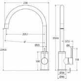 Fienza Kaya Gooseneck Pin Lever Kitchen Sink Mixer