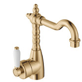 Fienza Eleanor Sheperds Crook Brass Basin Mixer
