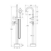 Fienza Eleanor Floor Mounted Bath Mixer &amp; Hand Shower
