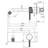 Fienza Axle 160mm Rectangular Basin/Bath Wall Mixer Set