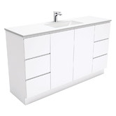 Fienza Vanessa Fingerpull 1500mm Gloss White Floor Standing Vanity
