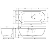 Fienza Matta 1750mm Gloss White Solid Surface Corner Bath