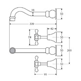 Fienza Lillian Cross Handle 1/4 Turn Ceramic Disk Bath/Basin Set