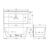 Fienza 1500mm Delta Acrylic Back To Wall Bath Tub