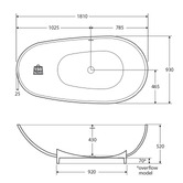 Fienza Lagoona 1810mm Stone Bath Tub With Overflow