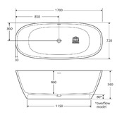 Fienza Marrisa 1700mm Stone Bath Tub