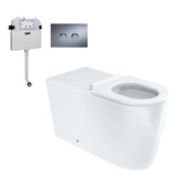 Fienza Isabella Care S-Trap Wall-Faced Toilet Suite With R&amp;T In-Wall Cistern &amp; Chrome Flush Button