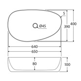 Fienza Pebble 650mm Ceramic Above Counter Basin