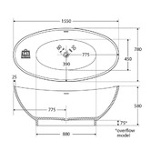 Fienza Antonia 1550mm Stone Bath Tub With Overflow