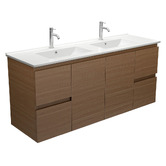 Fienza Dolce 1500mm Walnut Wall Hung Double Vanity