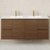 Fienza Dolce 1500mm Walnut Wall Hung Double Vanity