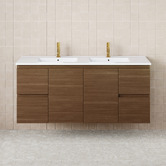 Fienza Dolce 1500mm Walnut Wall Hung Double Vanity