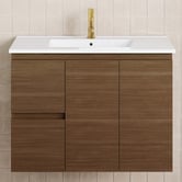 Fienza Dolce 900mm Walnut Wall Hung Single Vanity
