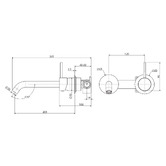 Fienza Kaya Up 200mm Bath/Basin Wall Mixer Set