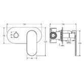 Fienza Empire Slim Brushed Copper Oval Wall Mixer Diverter