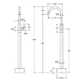Fienza Empire Brushed Copper Floor Mounted Bath Mixer