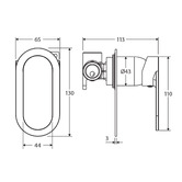 Fienza Empire Slim Brushed Copper Oval Shower/Bath Wall Mixer
