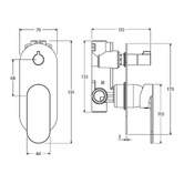 Fienza Empire Slim Brushed Copper Oval Vertical Shower/Bath Wall Mixer Diverter
