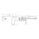 Fienza Empire Slim 200mm Brushed Copper Oval Bath/Basin Wall Mixer Set
