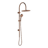 Fienza Empire Slim Brushed Copper Gooseneck Twin Shower