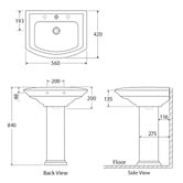 Fienza 56cm Washington Pedestal Ceramic Basin