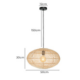Liteworks Zivon Steel &amp; Rattan Pendant Light