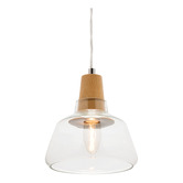 Liteworks Venice Rubberwood &amp; Glass Pendant Light