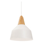 Liteworks Westerly Rubberwood &amp; Iron Pendant Light