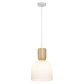 Liteworks Madison Rubberwood &amp; Glass Pendant Light