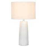 Liteworks Roche White Ceramic &amp; Linen Table Lamp
