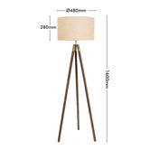 Liteworks Salem Pine Wood &amp; Linen Floor Lamp