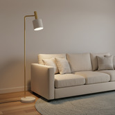 Liteworks Addison Brushed Brass &amp; Marble Floor Lamp