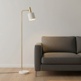 Liteworks Addison Brushed Brass &amp; Marble Floor Lamp