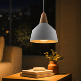 Liteworks Westerly Rubberwood &amp; Iron Pendant Light