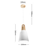 Liteworks Largo White Ceramic &amp; Oak Wood Pendant Light