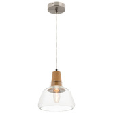 Liteworks Venice Rubberwood &amp; Glass Pendant Light