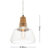 Liteworks Venice Rubberwood &amp; Glass Pendant Light