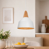 Liteworks Westerly Rubberwood &amp; Iron Pendant Light