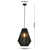 Liteworks Dayton Steel &amp; Rattan Pendant Light