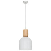 Liteworks Madison Rubberwood &amp; Glass Pendant Light