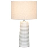 Liteworks Roche White Ceramic &amp; Linen Table Lamp