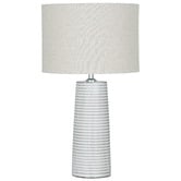 Liteworks Roche White Ceramic &amp; Linen Table Lamp