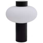 Liteworks Luso Rubberwood &amp; Opal Glass Table Lamp
