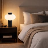 Liteworks Luso Rubberwood &amp; Opal Glass Table Lamp