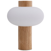 Liteworks Luso Rubberwood &amp; Opal Glass Table Lamp