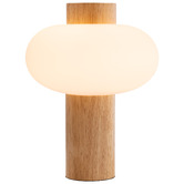 Liteworks Luso Rubberwood &amp; Opal Glass Table Lamp