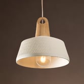 Liteworks Largo Ceramic &amp; Oak Wood Pendant Light